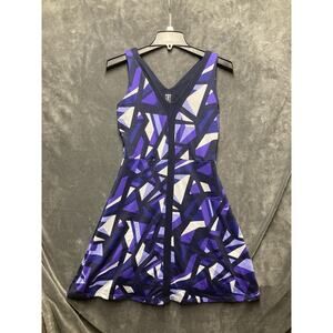 Title Nine Dress Womens XS Blue Purple Mosaic V Neck Sporty Athleisure Geo Print